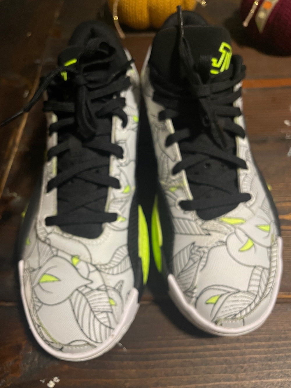 Jordan Kids Sneakers in Black, White & Neon Green